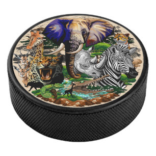 Wild afrikanische Savanna Tiere Eishockey Puck
