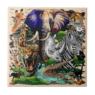 Wild afrikanische Savanna Tiere Fliese