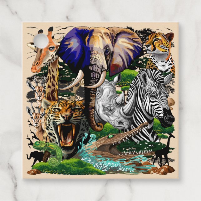 Wild afrikanische Savanna Tiere Geschenkanhänger (Vorderseite)