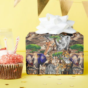 Wild afrikanische Savanna Tiere Geschenkpapier