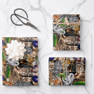 Wild afrikanische Savanna Tiere Geschenkpapier Set