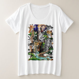 Wild afrikanische Savanna Tiere Große Größe T-Shirt