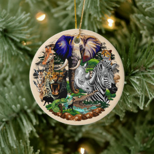 Wild afrikanische Savanna Tiere Keramik Ornament