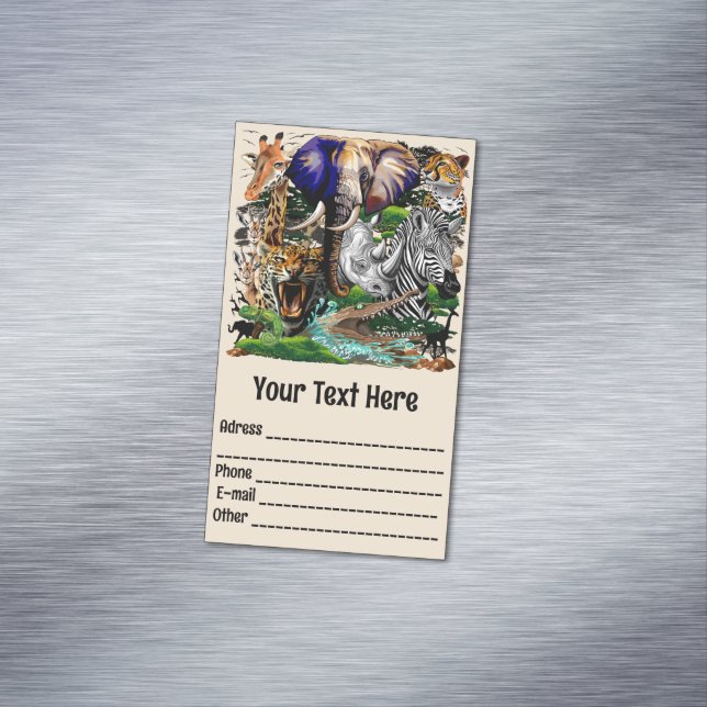 Wild afrikanische Savanna Tiere Magnetische Visitenkarte (Beispiel)