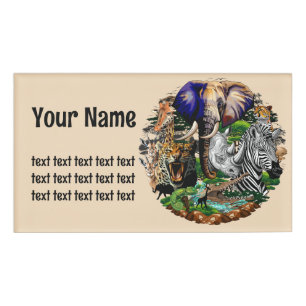 Wild afrikanische Savanna Tiere Namenschild