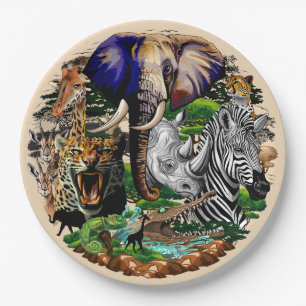 Wild afrikanische Savanna Tiere Pappteller