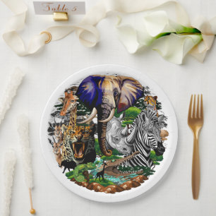 Wild afrikanische Savanna Tiere Pappteller