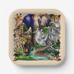 Wild afrikanische Savanna Tiere Pappteller