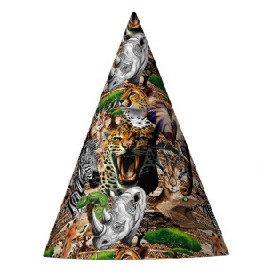 Wild afrikanische Savanna Tiere Partyhütchen