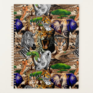 Wild afrikanische Savanna Tiere Planer