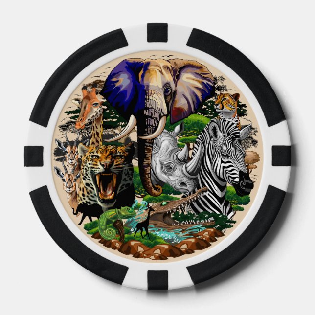 Wild afrikanische Savanna Tiere Pokerchips (Vorderseite)