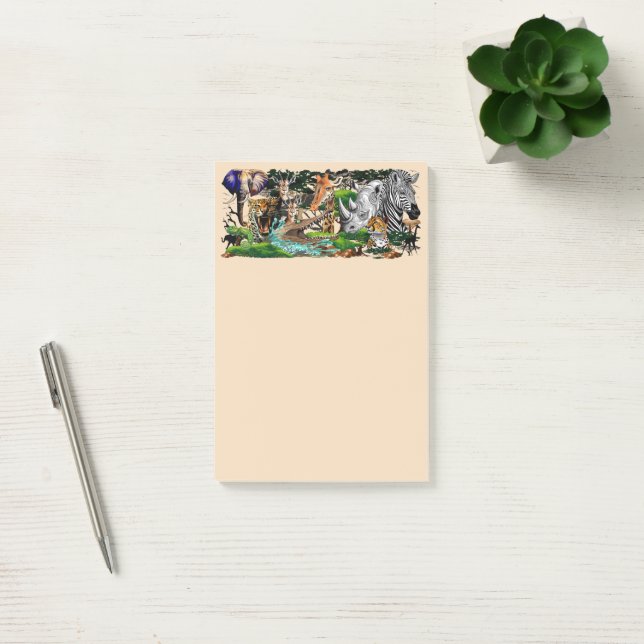 Wild afrikanische Savanna Tiere Post-it Klebezettel (Büro)