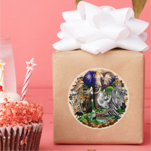 Wild afrikanische Savanna Tiere Runder Aufkleber