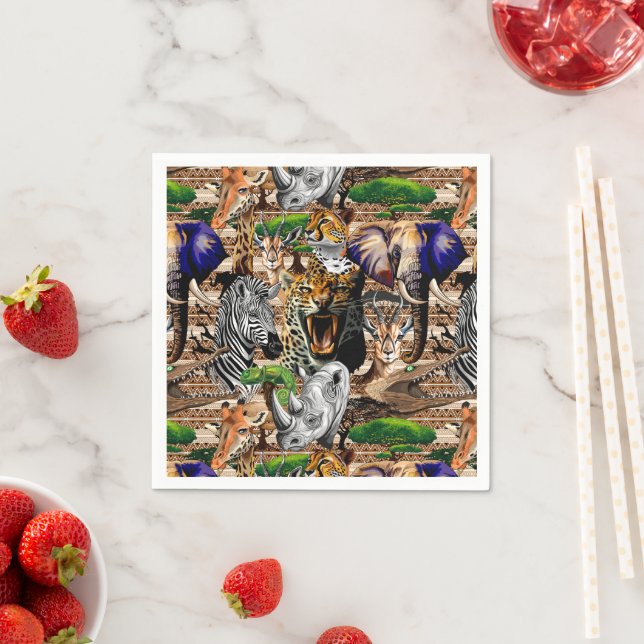 Wild afrikanische Savanna Tiere Serviette (Beispiel)