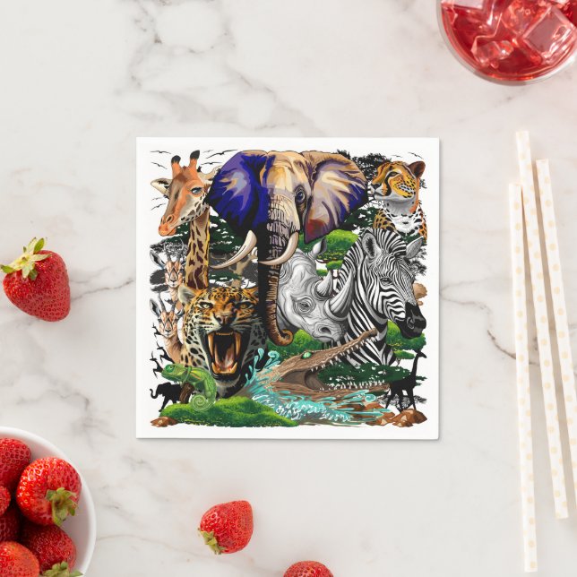 Wild afrikanische Savanna Tiere Serviette (Beispiel)