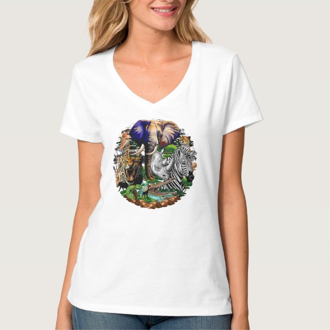 Wild afrikanische Savanna Tiere T-Shirt (Vorderseite)