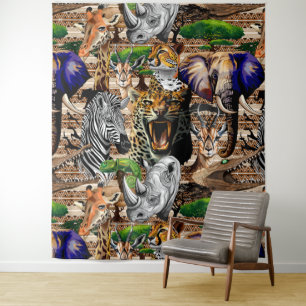Wild afrikanische Savanna Tiere Wandteppich