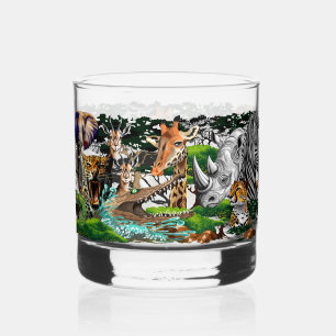 Wild afrikanische Savanna Tiere Whiskyglas
