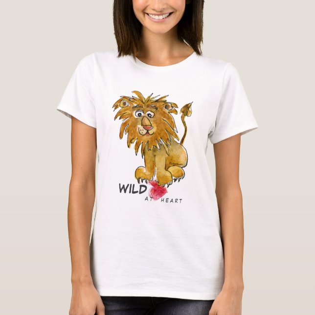 Wild am Herz-Cartoon-Löwe-T - Shirt (Vorderseite)