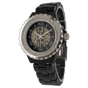 Wild-Amber-Pelz-Markierungen Dial Print Armbanduhr