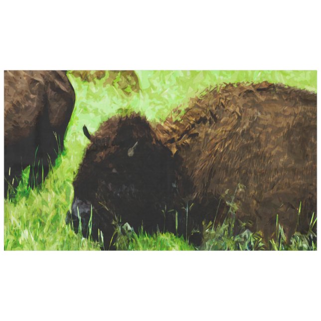 Wild American Bison Abstrakt Impressionismus Tischdecke (Vorderseite (Horizontal))
