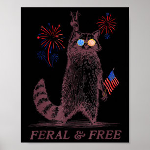 Wild & Amp; Freie Patriotische Racoon Ferry und Poster