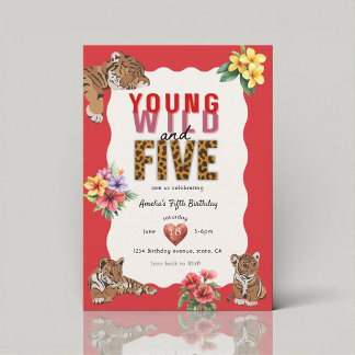 Wild and Five Tiger Cub Jungle Party Einladung