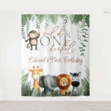 Wild And Onederful Jungle 1st Birthday Backdrop
