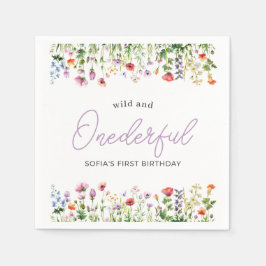 Wild and Onederful Wildflower 1st Birthday Serviette