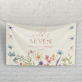 Wild and Seven Wildflower 7th Birthday Party Banner