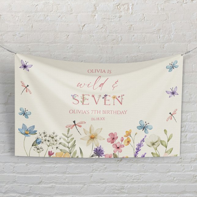 Wild and Seven Wildflower 7th Birthday Party Banner (Von Creator hochgeladen)
