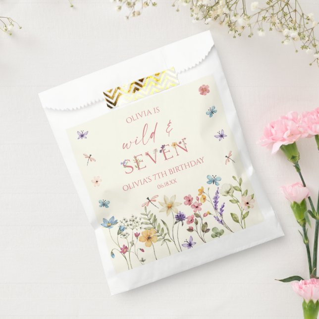 Wild and Seven Wildflower 7th Birthday Party Geschenktütchen (Versiegelt)