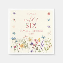 Wild and Six Wildflower 6th Birthday Party Serviette