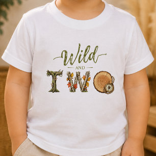 Wild and Two Watercolor Baby 2. Geburtstags-T-Shir T-shirt