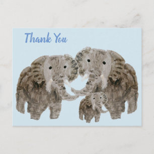 Wild Animal Baby Elephant Family Danke Postkarte