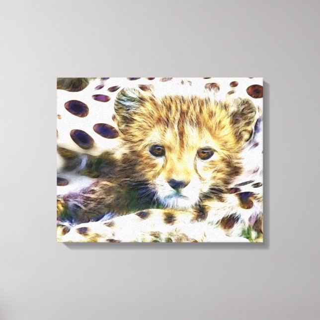 Wild Animal Cheetah Cub Wrapped Canvas Leinwanddruck (Vorderseite)