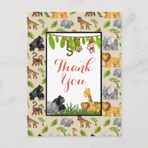 Wild Animal Jungle Pattern Party Vielen Dank Postkarte