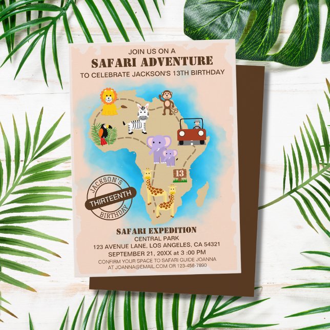 Wild Animal Jungle Safari Map Kindergeburtstag Einladung (Von Creator hochgeladen)