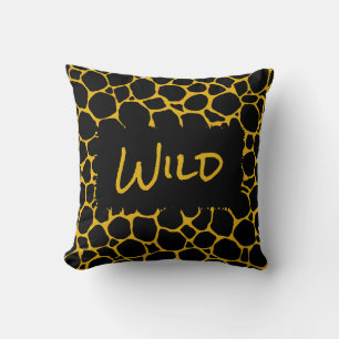 Wild Animal Print Black Mustard Gemustert Custom Kissen