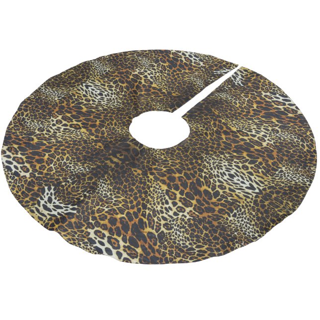 Wild Animal Print Jaguar Polyester Weihnachtsbaumdecke (Schrägansicht)