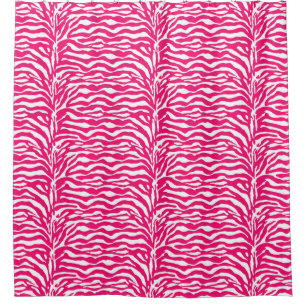 Wild Animal Print, Zebra in Fuchsia Pink und Weiß Duschvorhang