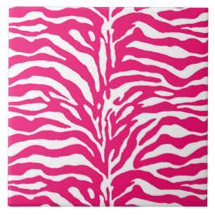 Wild Animal Print, Zebra in Fuchsia Pink und Weiß Fliese