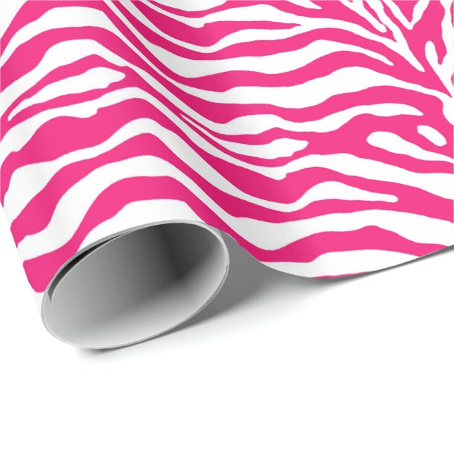 Wild Animal Print, Zebra in Fuchsia Pink und Weiß Geschenkpapier (Rolleneckpunkt)