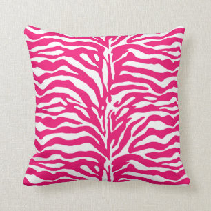 Wild Animal Print, Zebra in Fuchsia Pink und Weiß Kissen