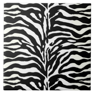 Wild Animal Print, Zebra in Schwarz und Weiß Fliese