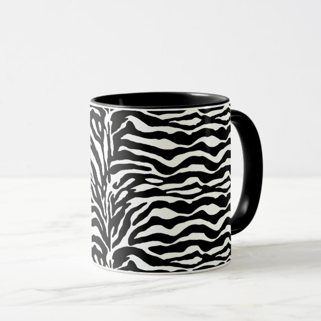 Wild Animal Print, Zebra in Schwarz und Weiß Tasse (VorderseiteRechts)