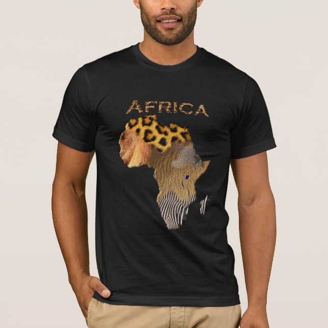 Wild Animal Textures Karte der AFRICA-Serie T-Shirt (Vorderseite)