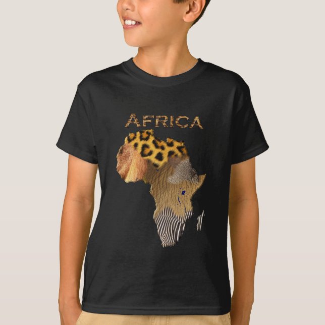 Wild Animal Textures Karte der AFRICA-Serie T-Shirt (Vorderseite)