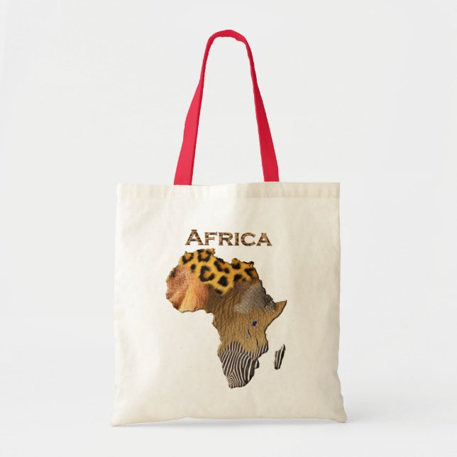 Wild Animal Textures Karte von Afrika Tote Bag Tragetasche (Vorne)