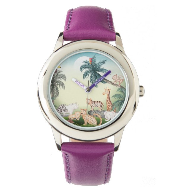 wild Animal With Jungle Tree Armbanduhr (Vorderseite)